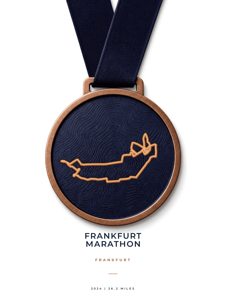 Frankfurt Marathon route map poster preview in the Medal artwork style