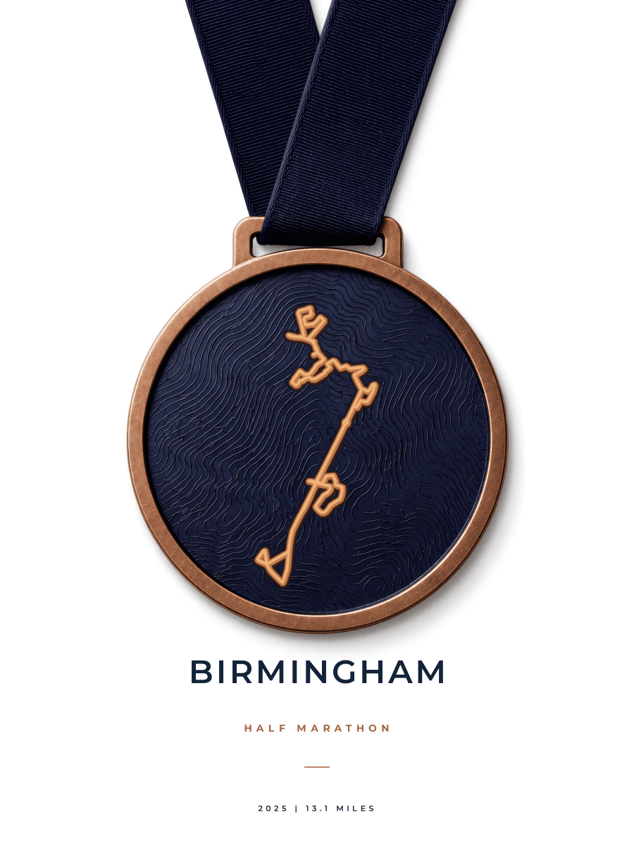 Great Birmingham Run route poster preview in the Medal artwork style