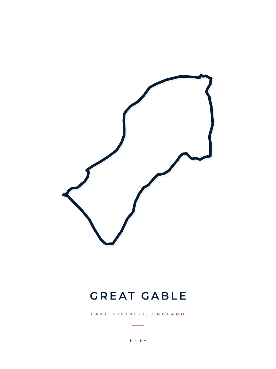 Route Into Art poster render for the Great Gable hiking route in the Minimal artwork style