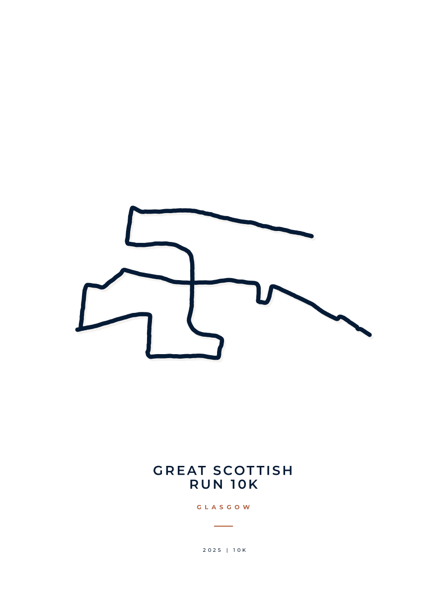 Great Scottish Run 10K route poster preview in the Minimal artwork style