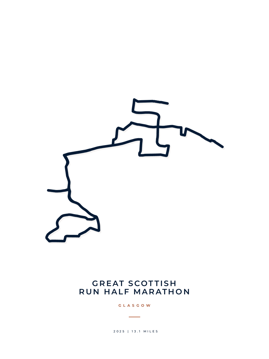 Great Scottish Run Half Marathon route poster preview in the Minimal artwork style