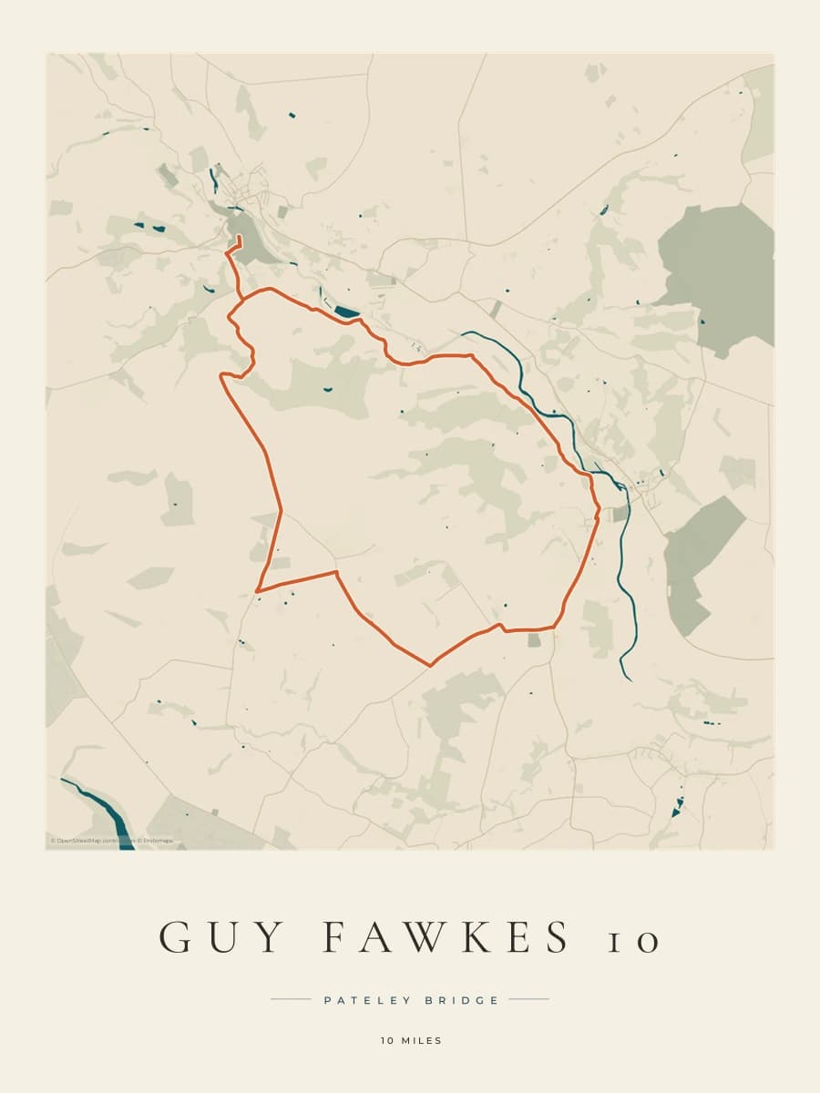 Guy Fawkes 10 route map poster preview in the Coastal Atlas artwork style