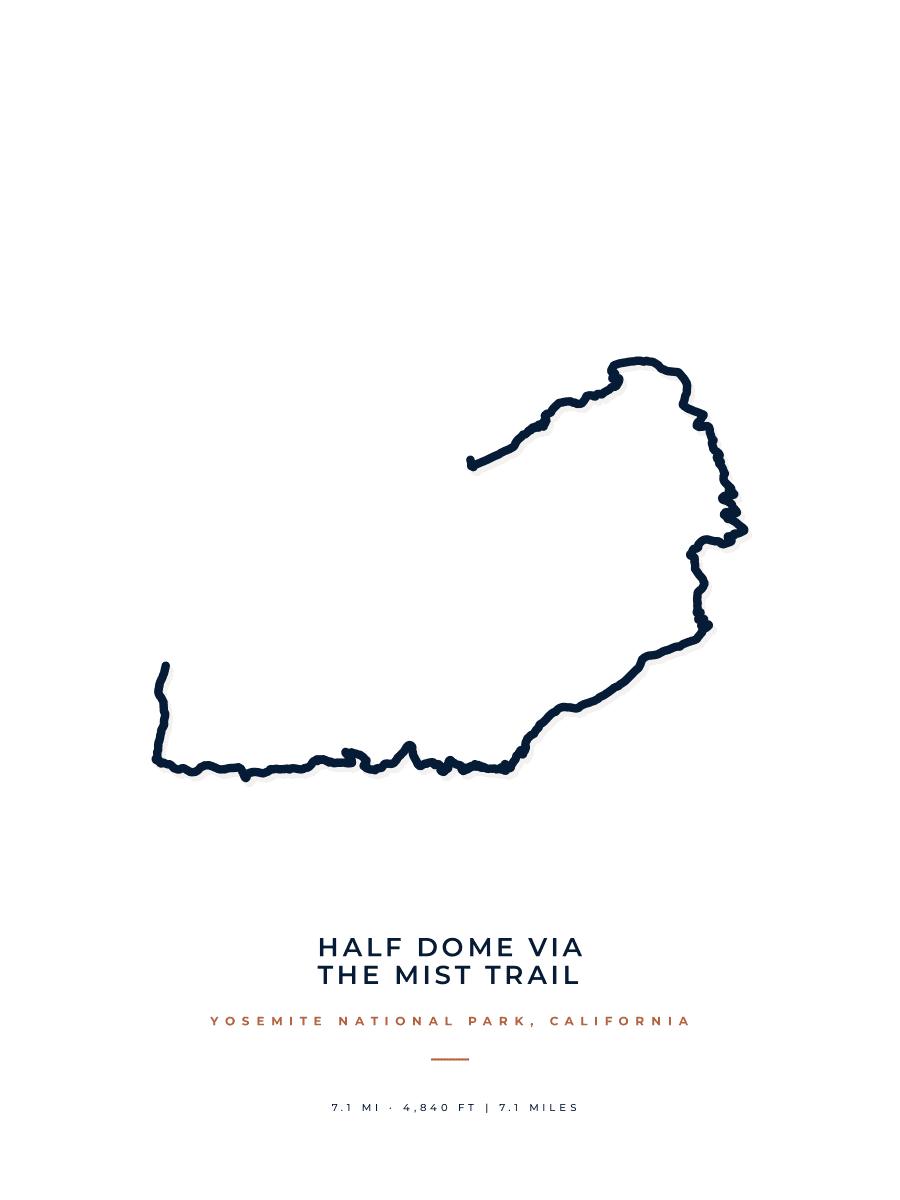 Half Dome route map poster preview in the Minimal artwork style