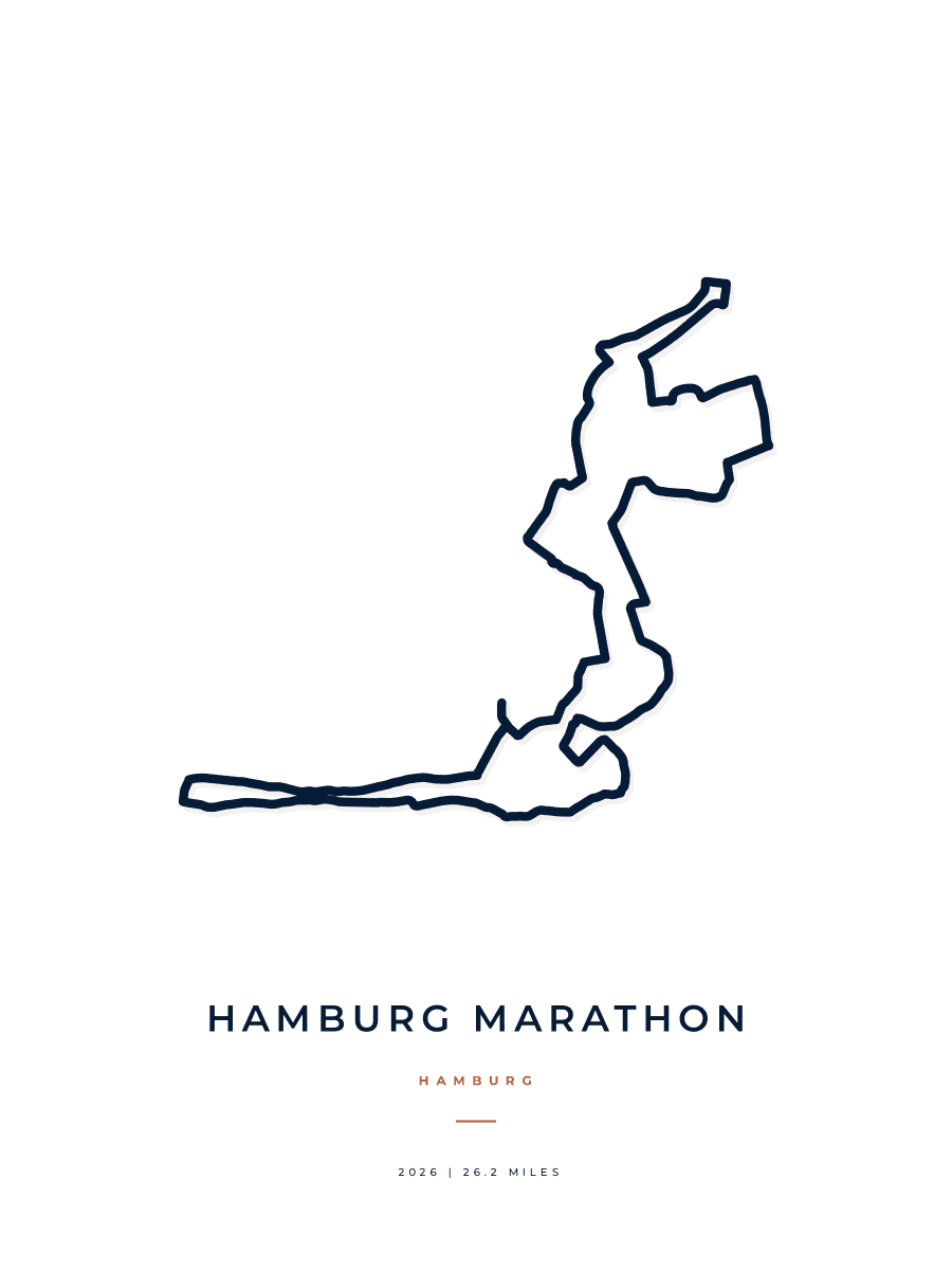 Hamburg Marathon route map poster preview in the Minimal artwork style