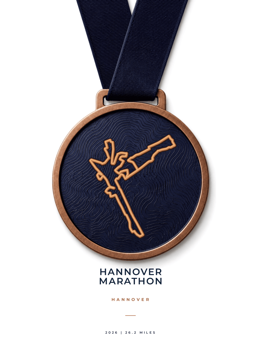 Hannover Marathon route map poster preview in the Medal artwork style