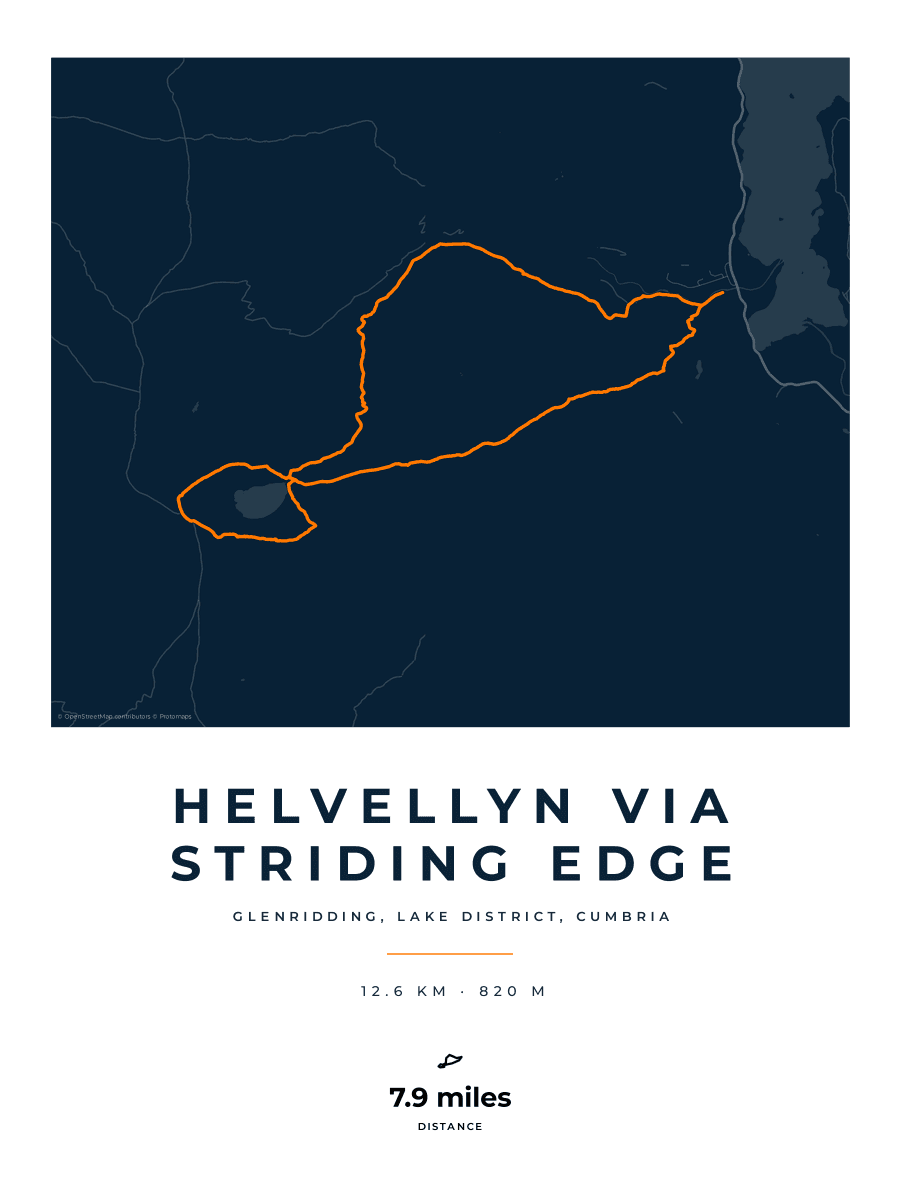 Helvellyn route map poster preview in the Race Blueprint artwork style