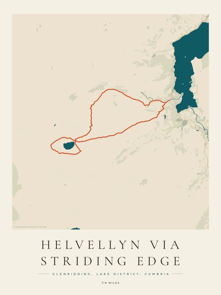 Helvellyn route map poster preview in the Coastal Atlas artwork style