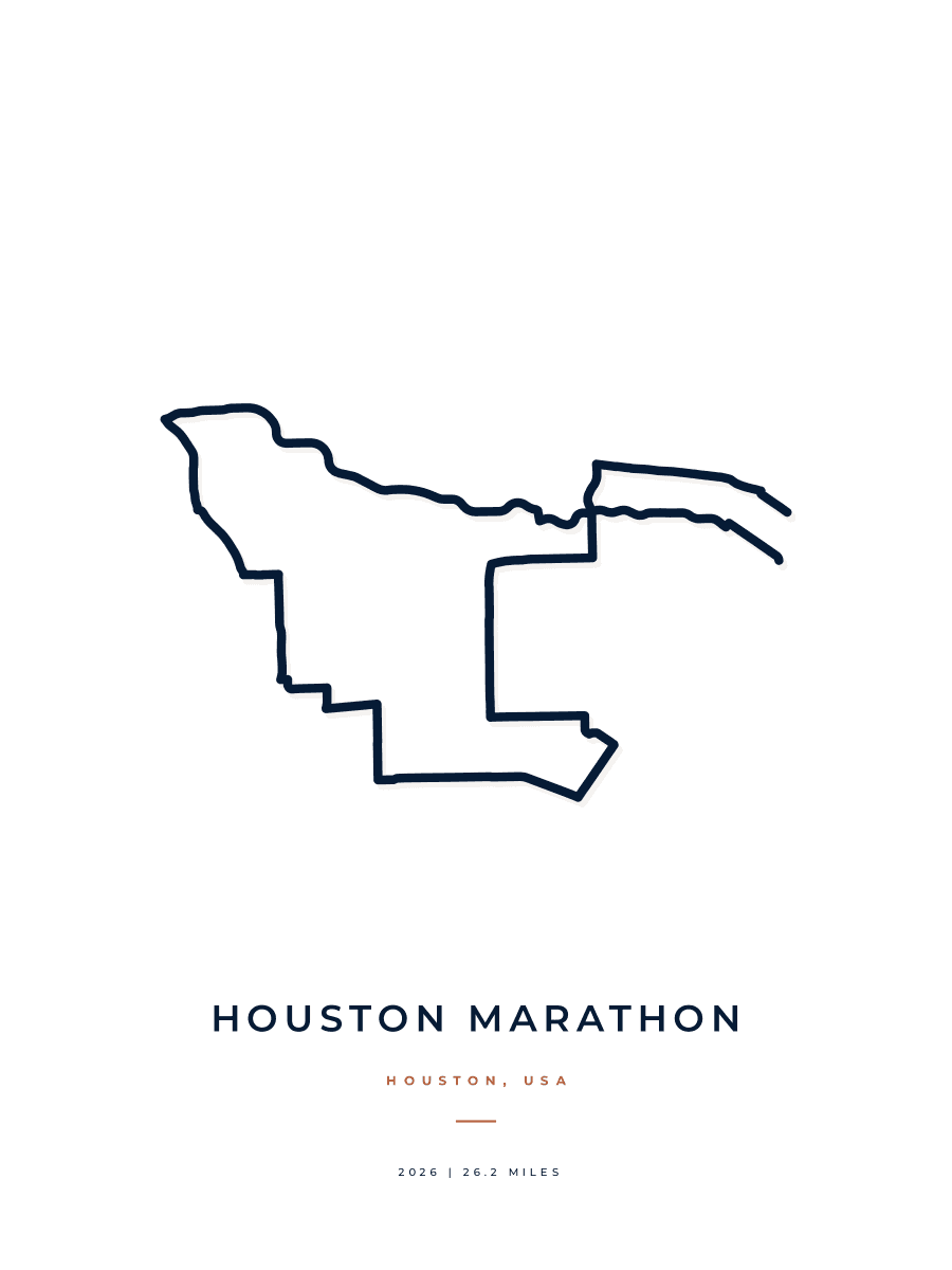 Houston Marathon route poster preview in the Minimal artwork style