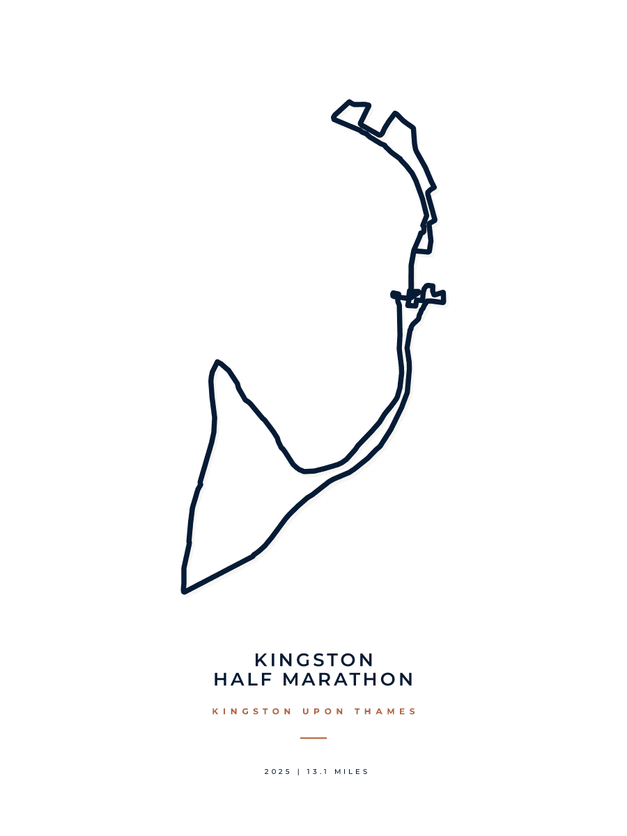 Kingston Half Marathon route poster preview in the Minimal artwork style