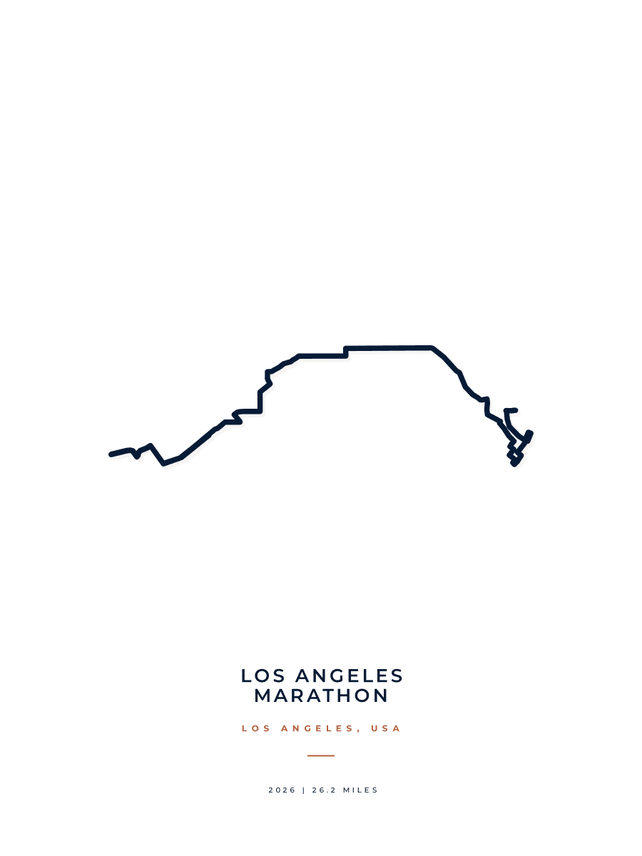 Los Angeles Marathon route poster preview in the Minimal artwork style
