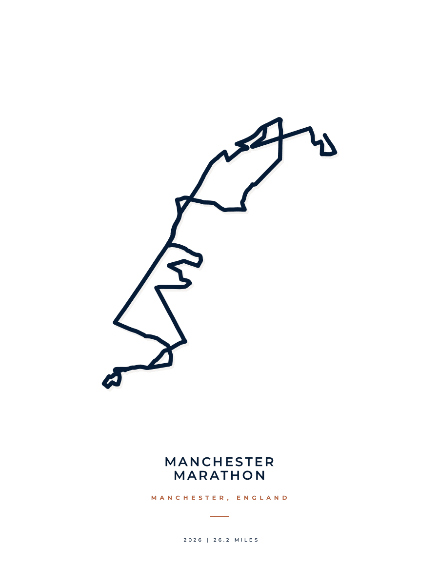 Manchester Marathon route poster preview in the Minimal artwork style