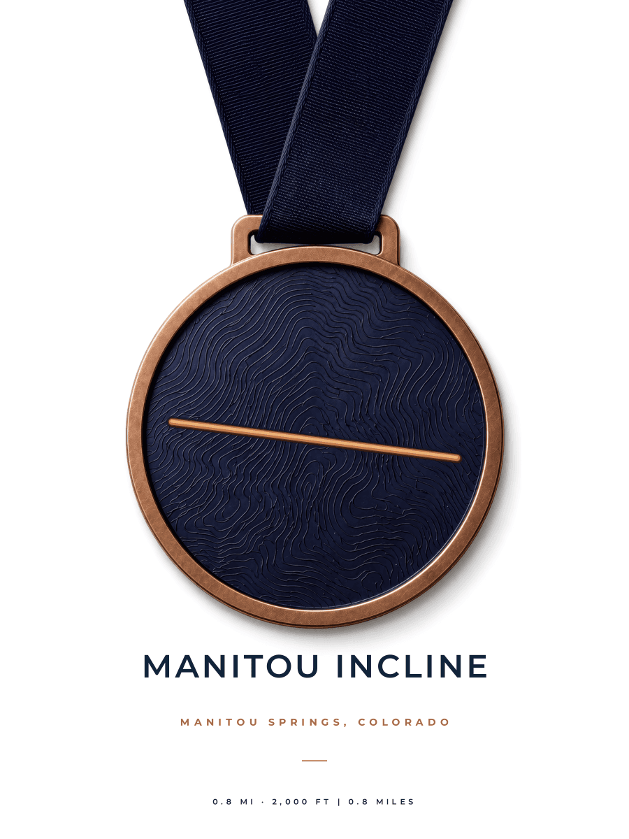 Manitou Incline route map poster preview in the Medal artwork style