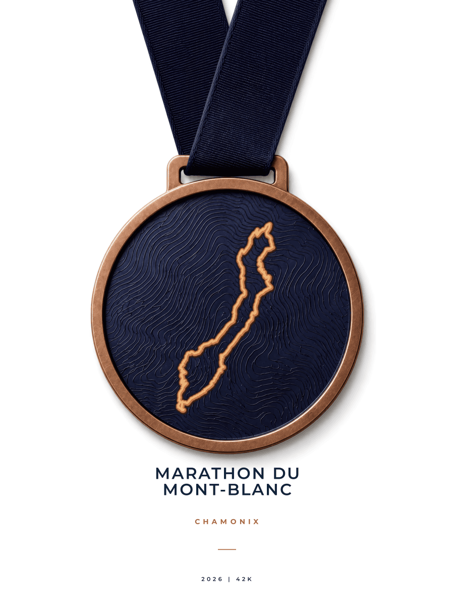 Marathon du Mont-Blanc route map poster preview in the Medal artwork style