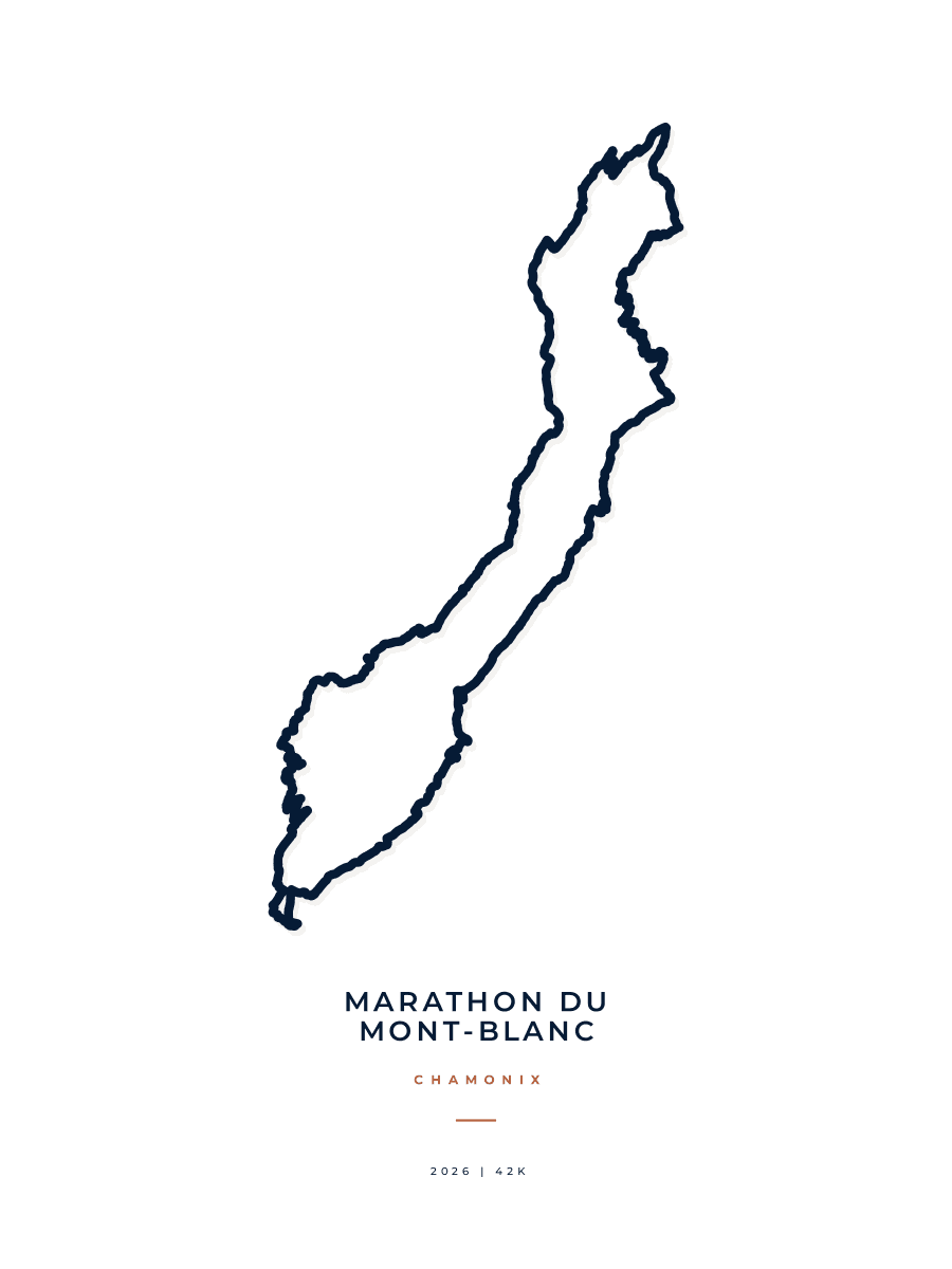 Marathon du Mont-Blanc route map poster preview in the Minimal artwork style