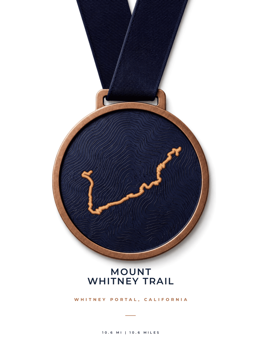 Mount Whitney route map poster preview in the Medal artwork style