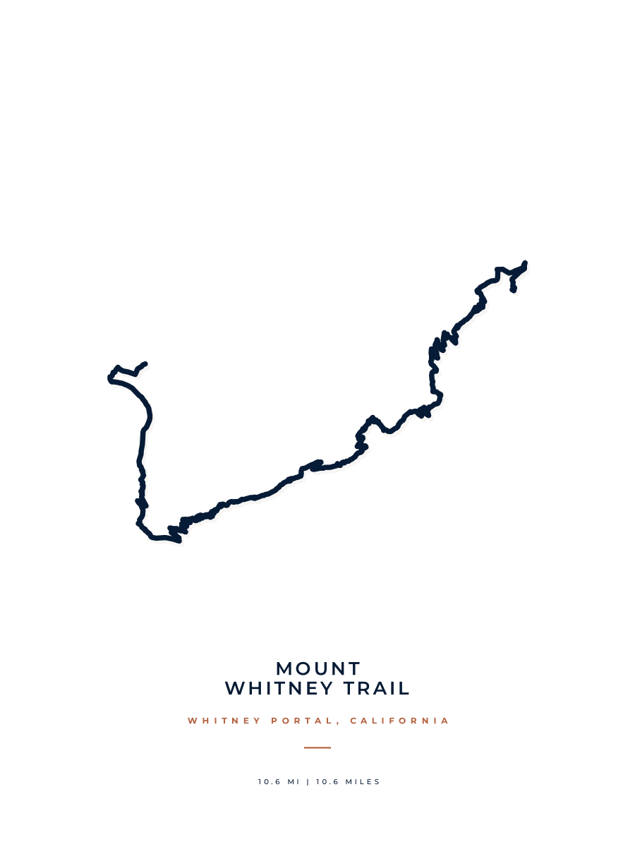 Mount Whitney route map poster preview in the Minimal artwork style