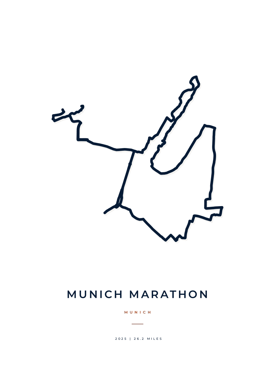 Munich Marathon route map poster preview in the Minimal artwork style