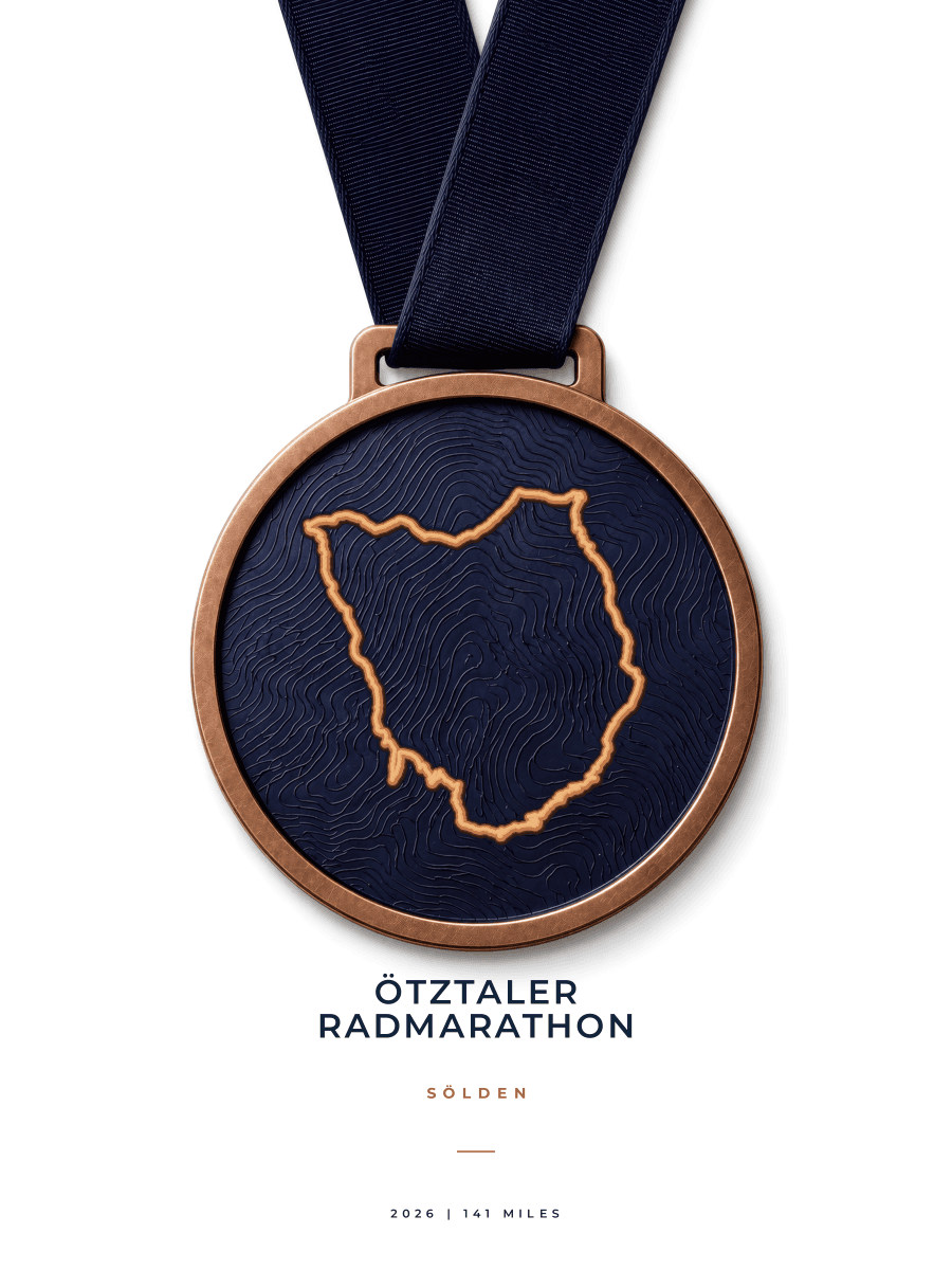 Ötztaler Radmarathon route map poster preview in the Medal artwork style