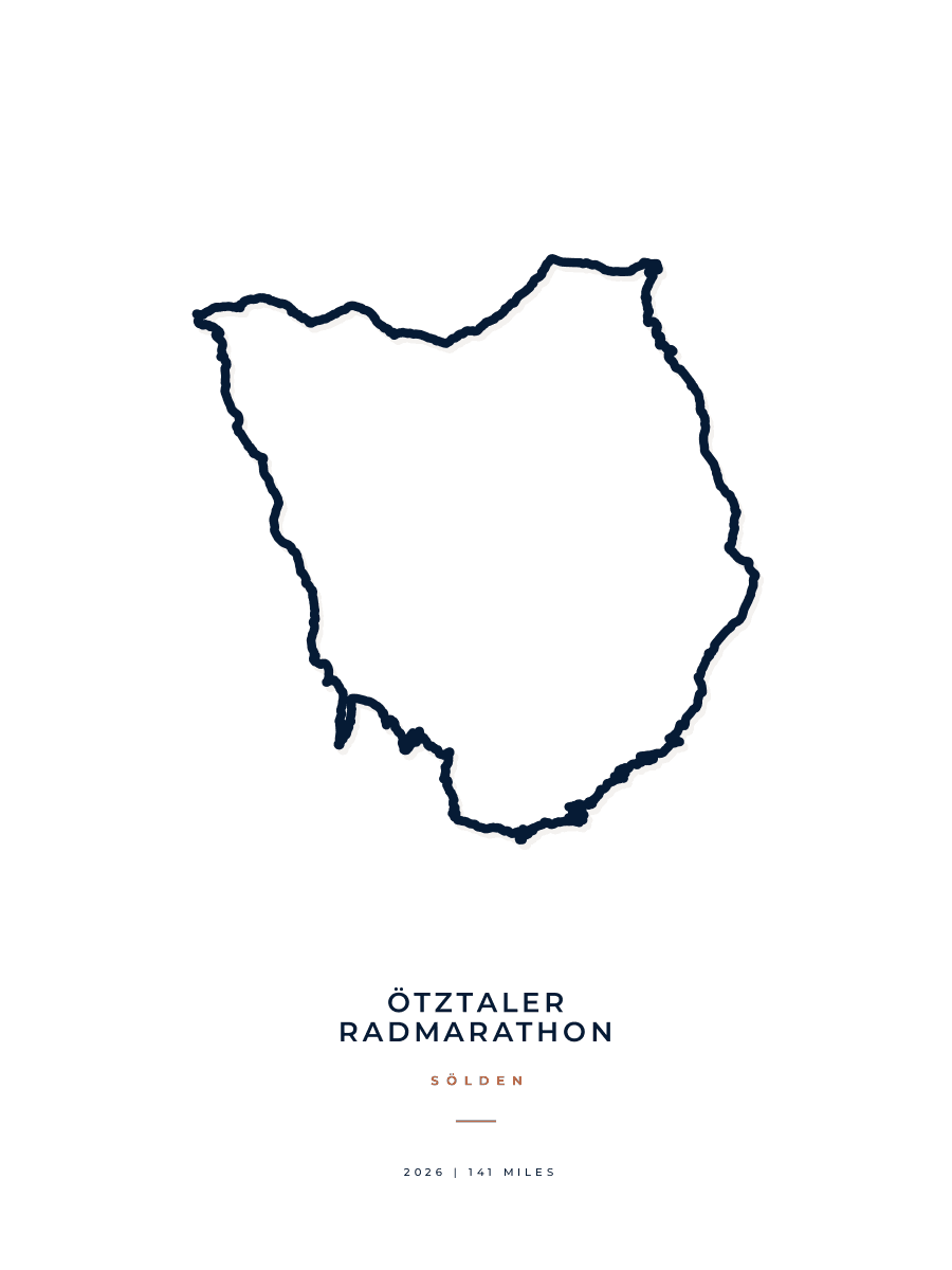 Ötztaler Radmarathon route map poster preview in the Minimal artwork style