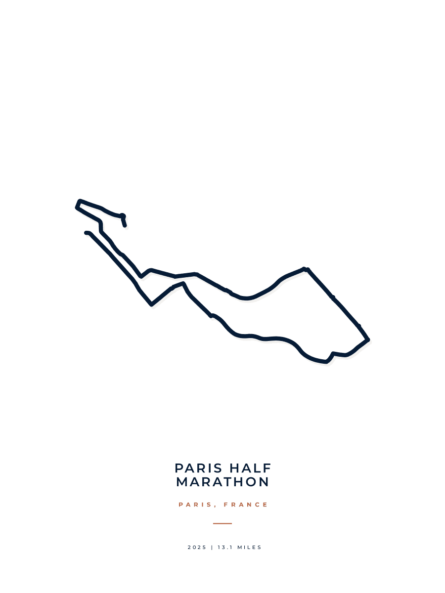 Paris Half Marathon route poster preview in the Minimal artwork style