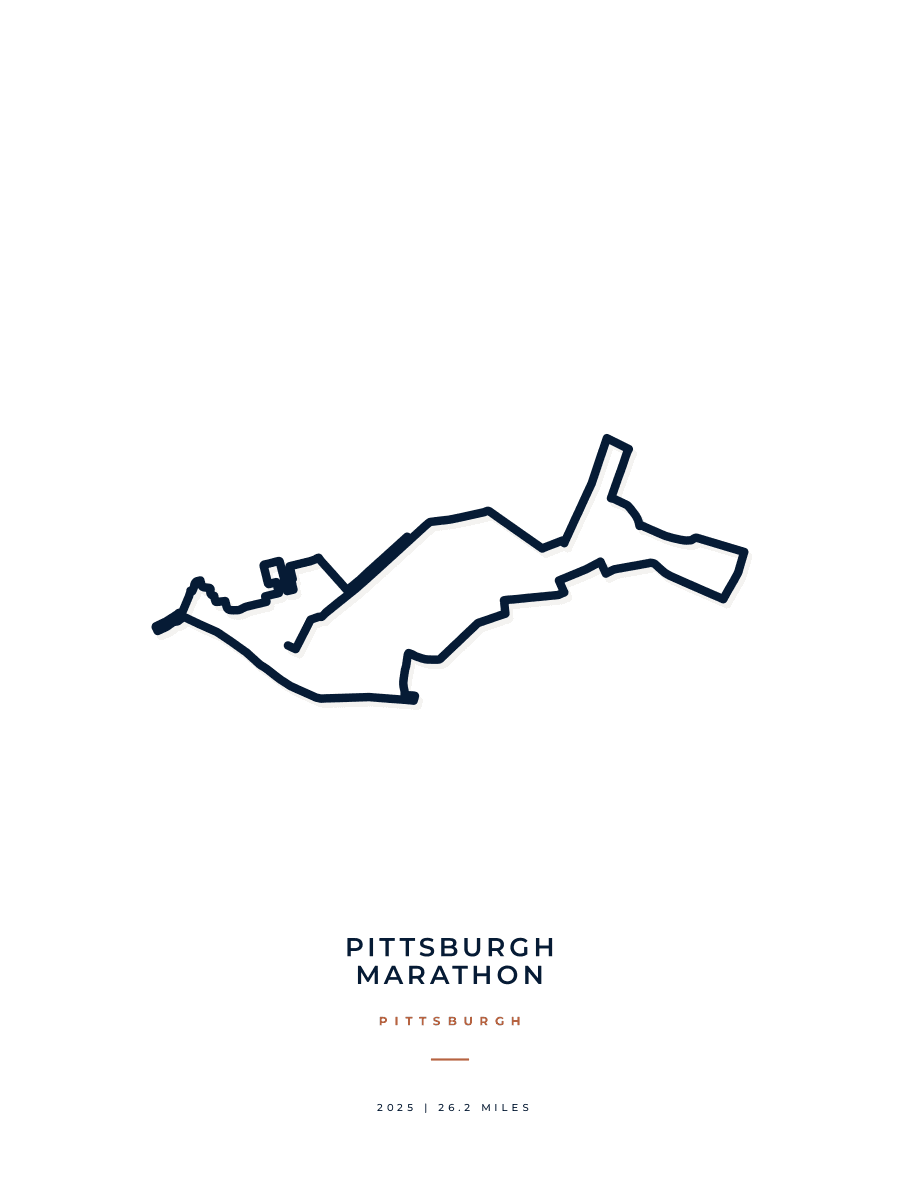 Pittsburgh Marathon route map poster preview in the Minimal artwork style