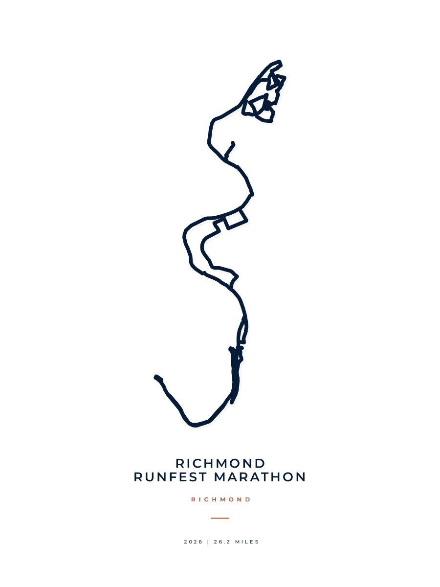 Richmond RUNFEST Marathon route poster preview in the Minimal artwork style
