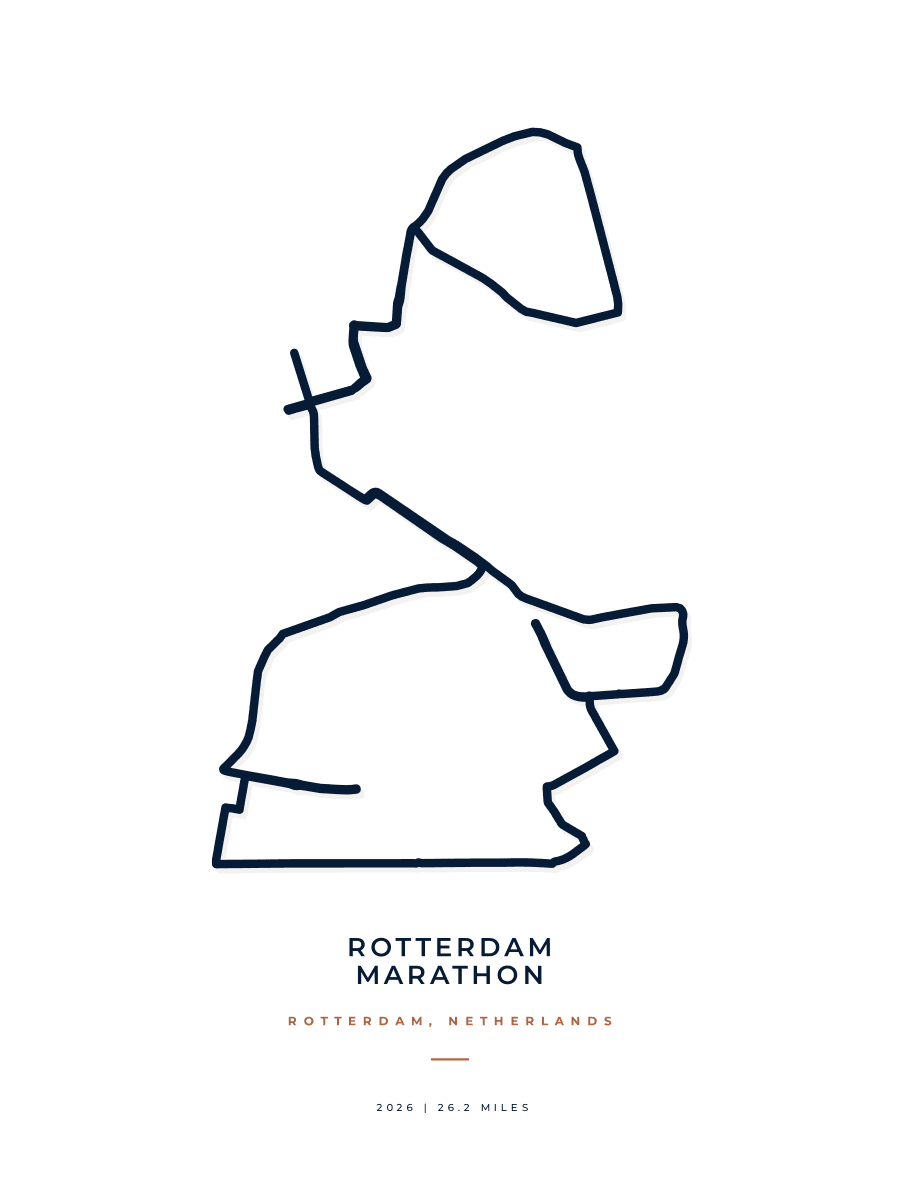 Rotterdam Marathon route poster preview in the Minimal artwork style