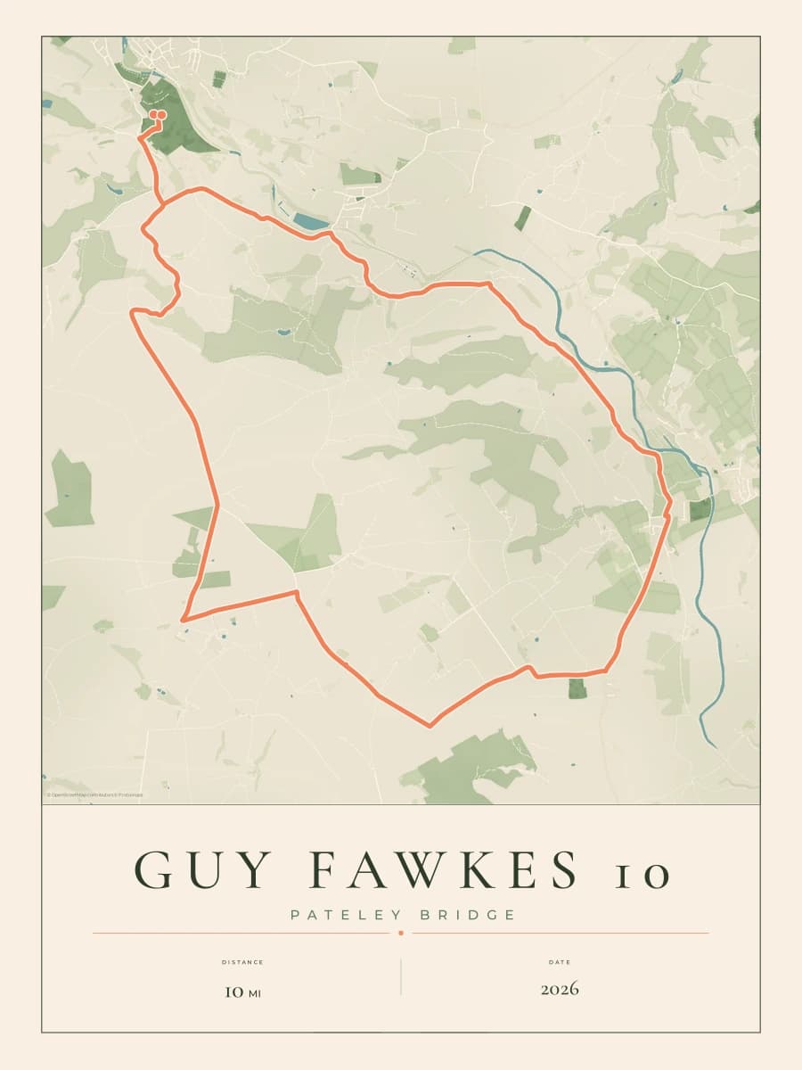 Guy Fawkes 10 route map poster preview in the Parkland artwork style