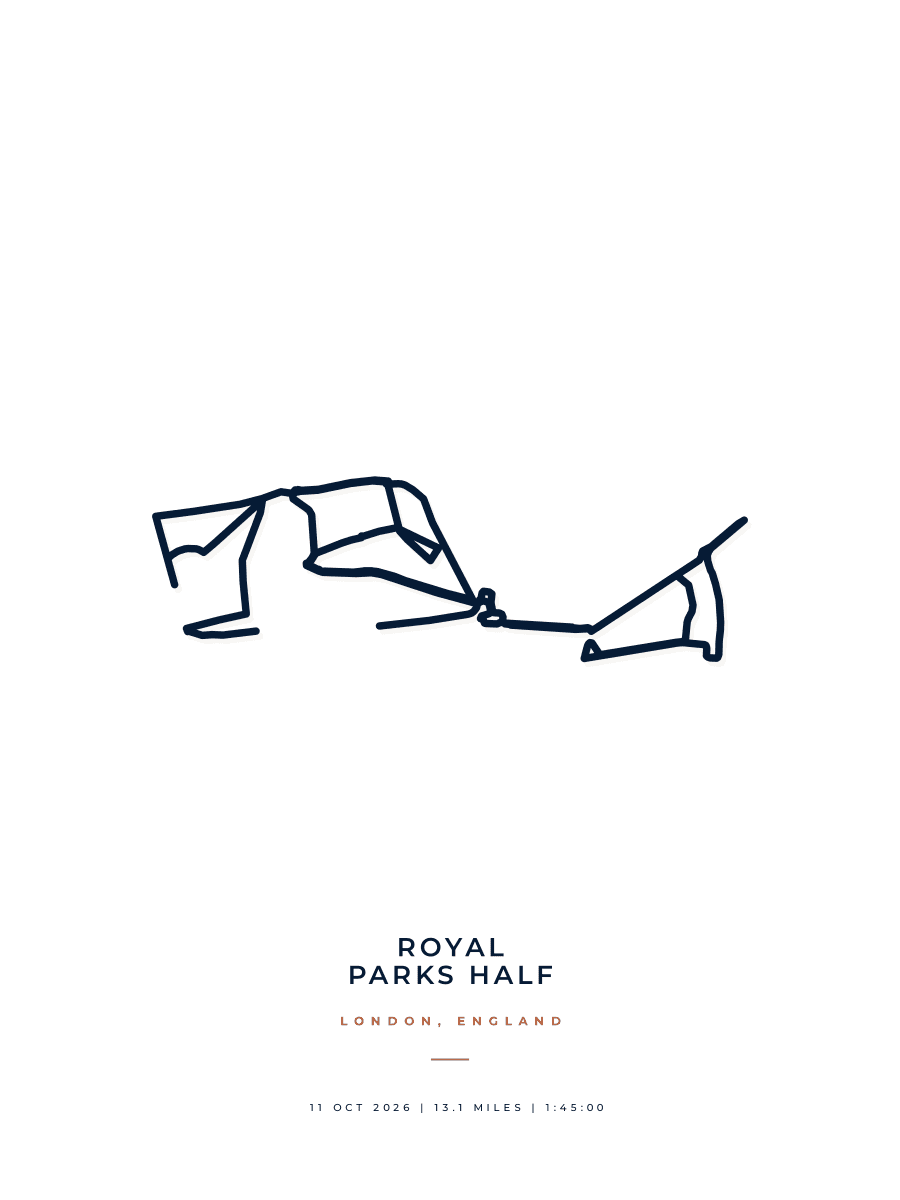 Royal Parks Half Marathon route poster preview in the Minimal artwork style