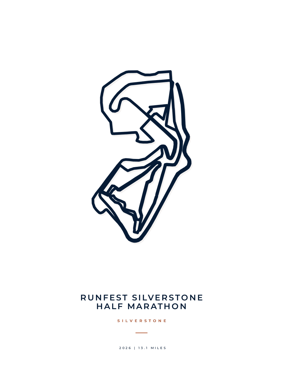 RunFest Silverstone Half Marathon route map poster preview in the Minimal artwork style