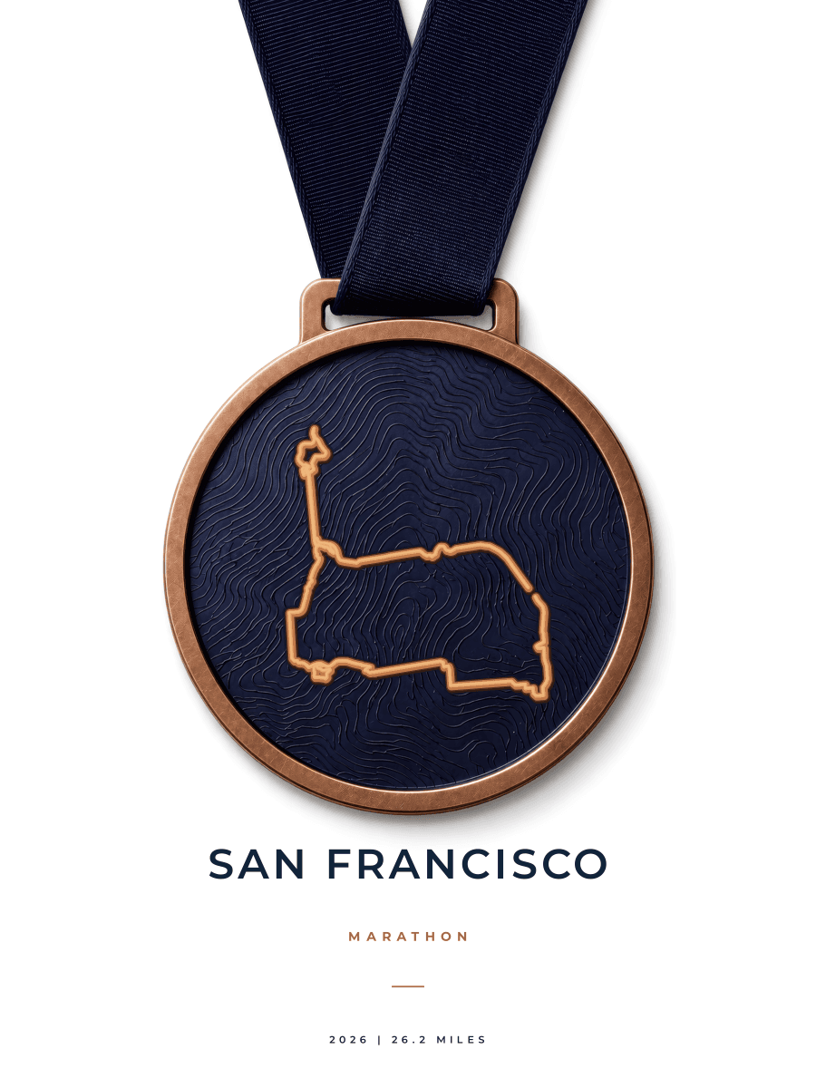San Francisco Marathon route poster preview in the Medal artwork style