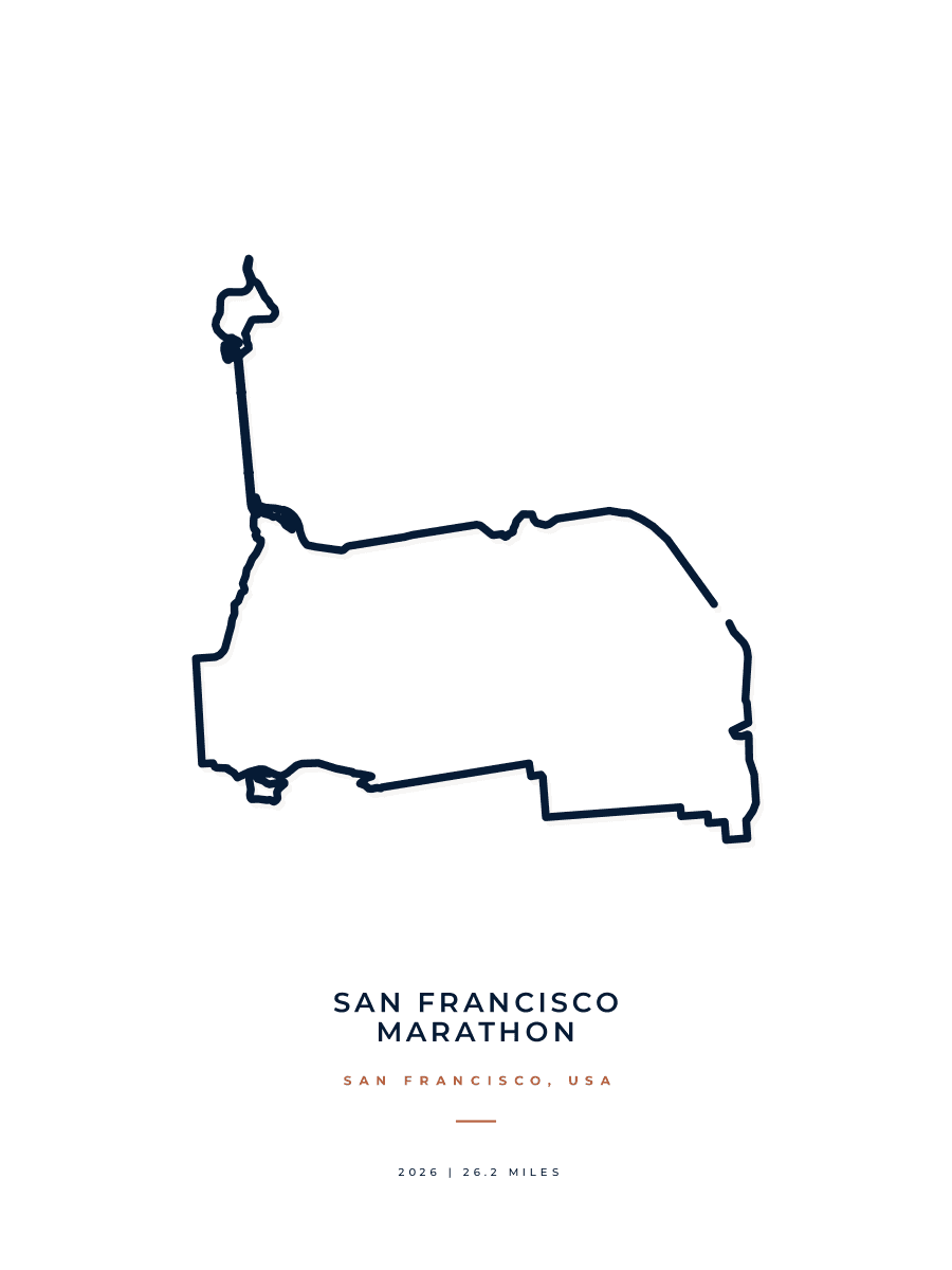 San Francisco Marathon route poster preview in the Minimal artwork style
