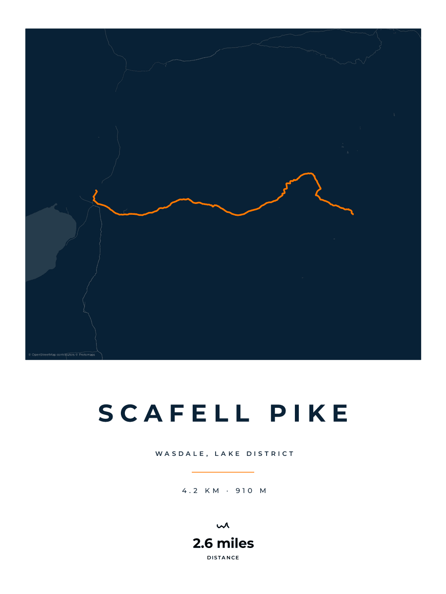 Scafell Pike route map poster preview in the Race Blueprint artwork style