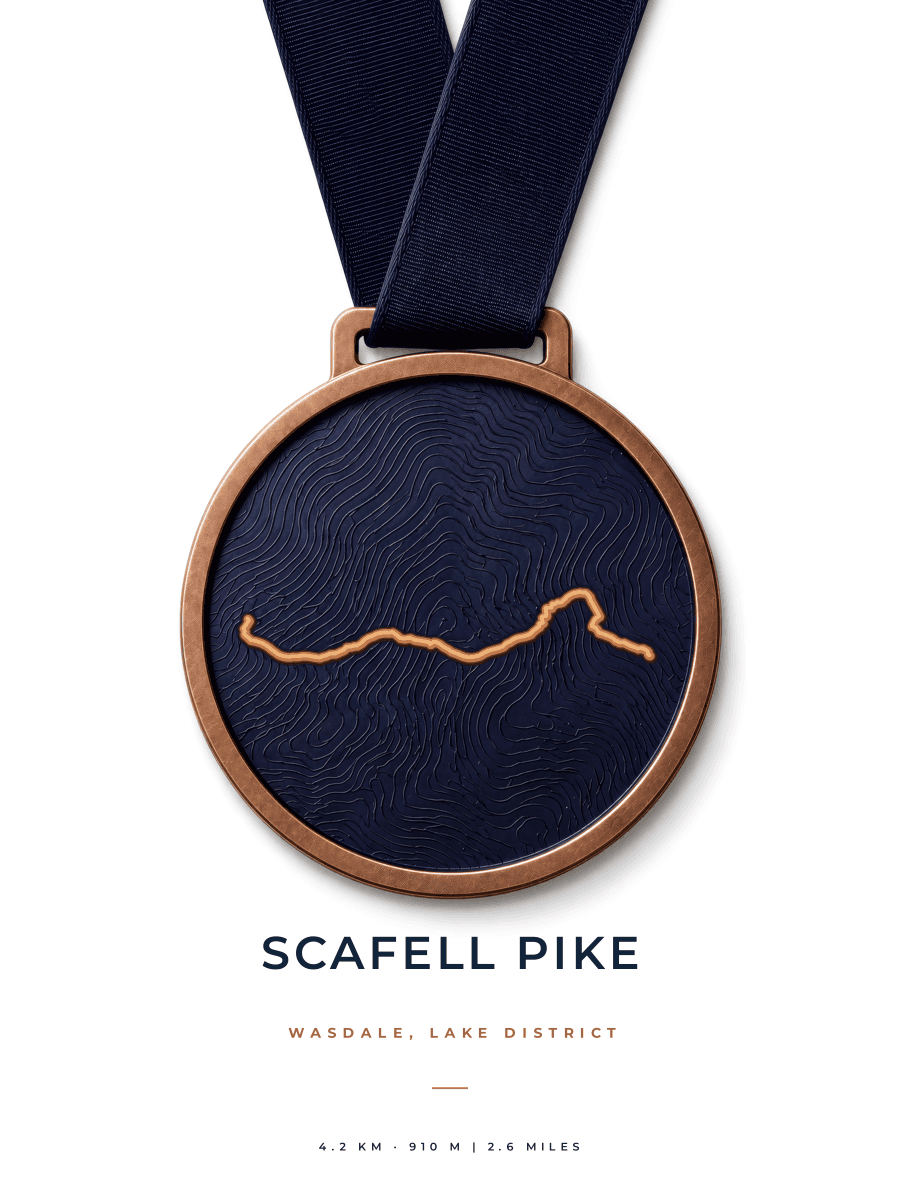 Scafell Pike route map poster preview in the Medal artwork style