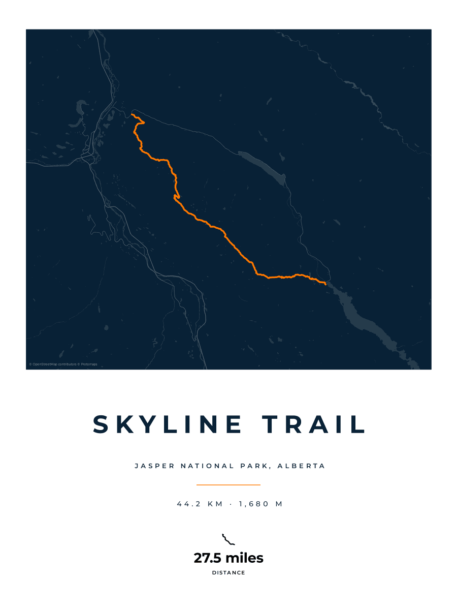 Skyline Trail route map poster preview in the Race Blueprint artwork style
