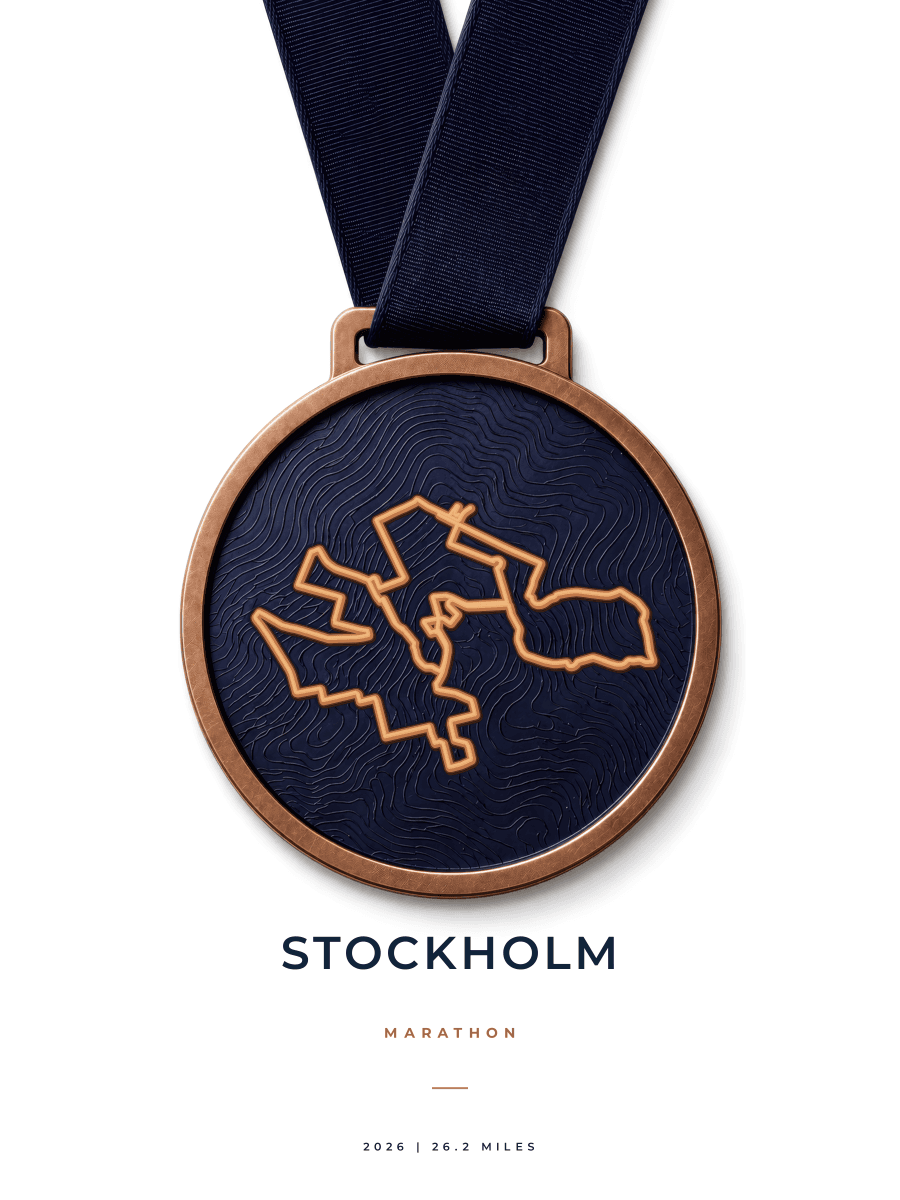 Stockholm Marathon route poster preview in the Medal artwork style
