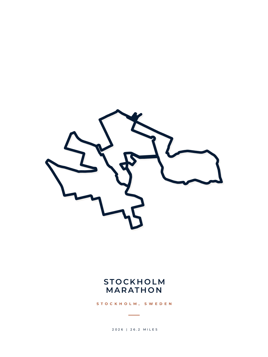 Stockholm Marathon route poster preview in the Minimal artwork style