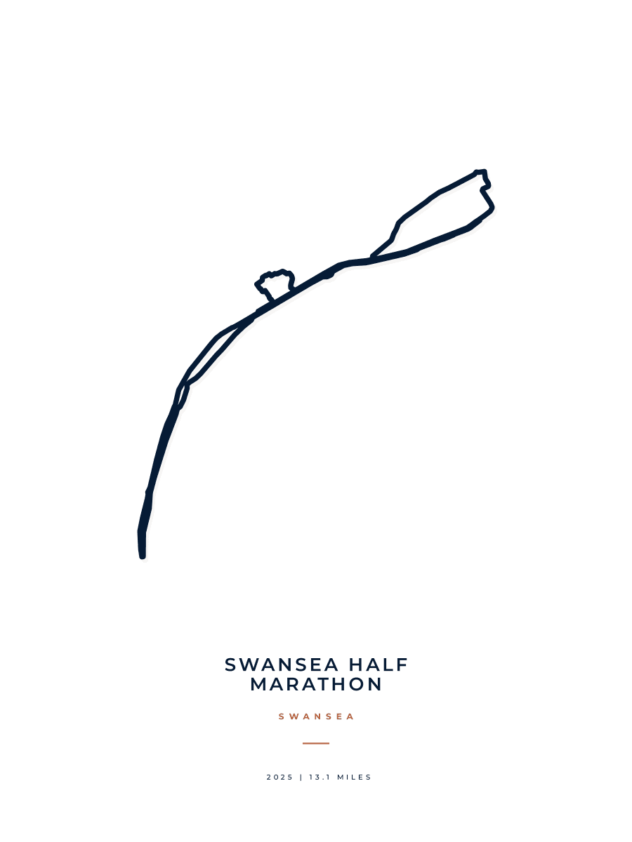 Swansea Half Marathon route poster preview in the Minimal artwork style
