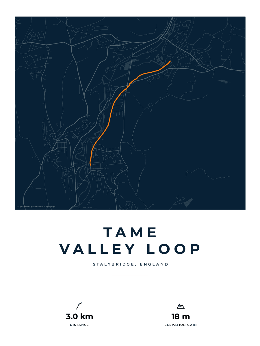 Route Into Art poster render for the Tame Valley Loop cycling route in the Race Blueprint artwork style