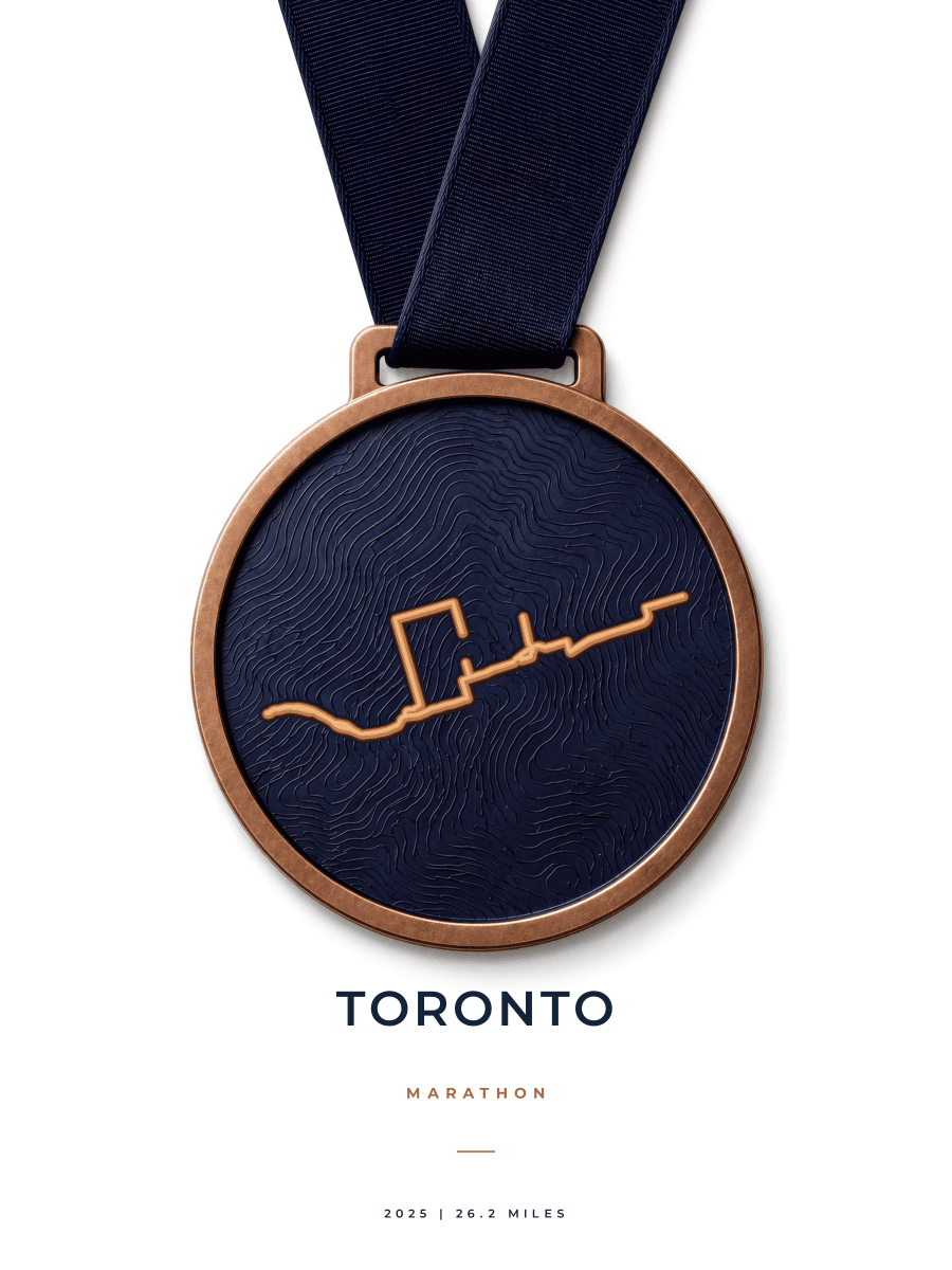 Toronto Waterfront Marathon route poster preview in the Medal artwork style