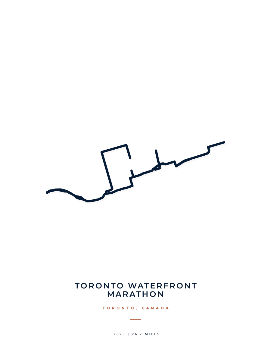 Toronto Waterfront Marathon route poster preview in the Minimal artwork style