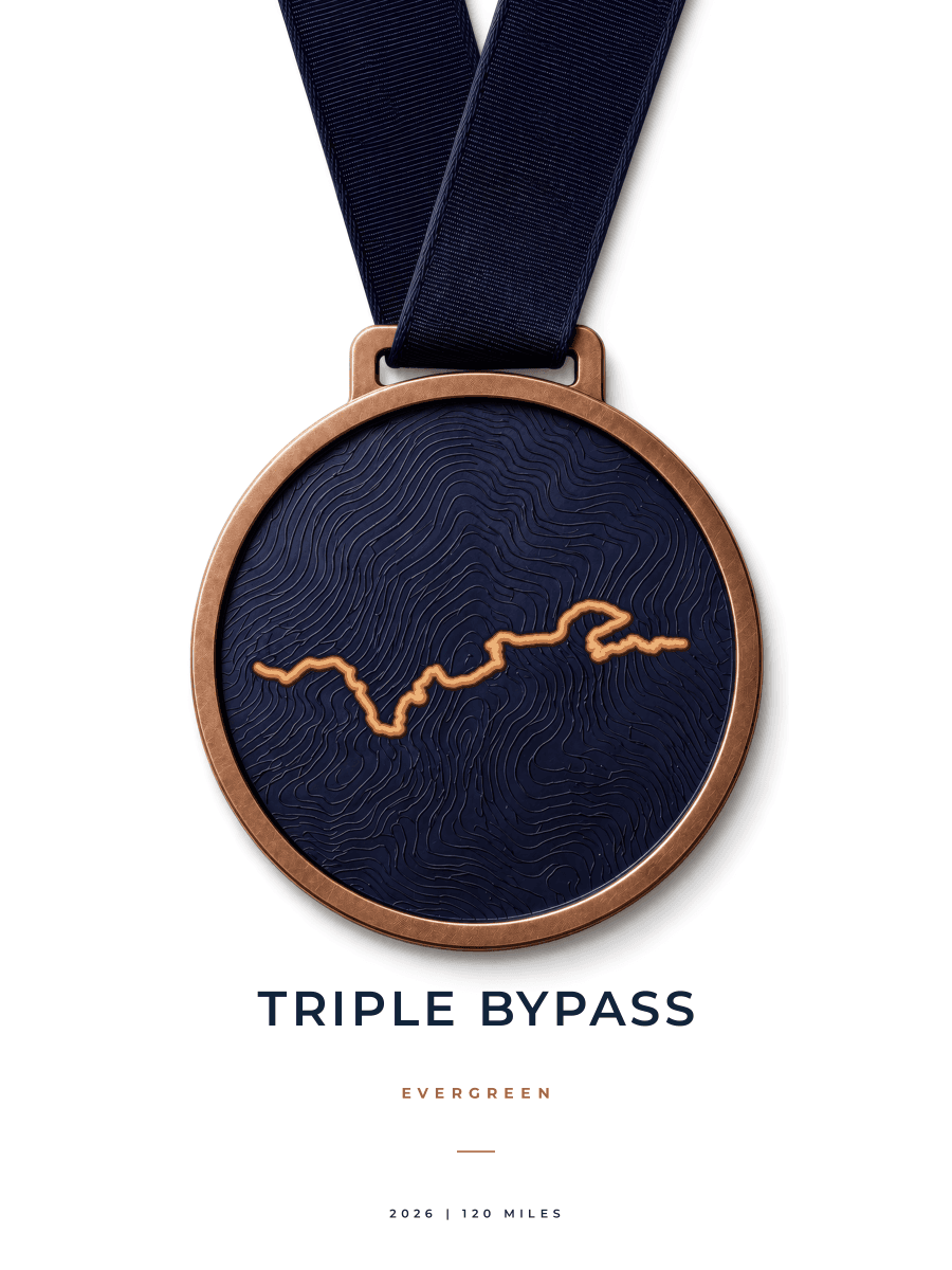 Triple Bypass route map poster preview in the Medal artwork style