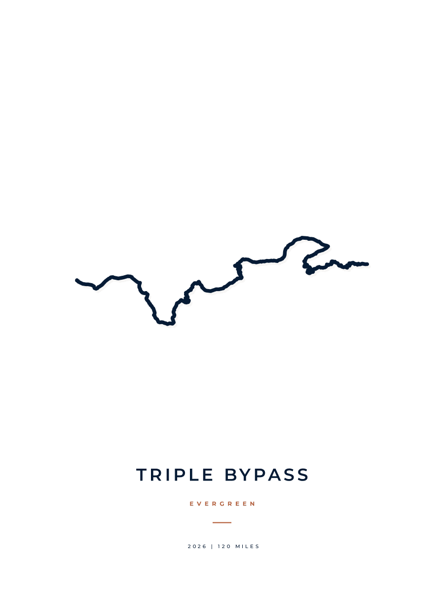 Triple Bypass route map poster preview in the Minimal artwork style