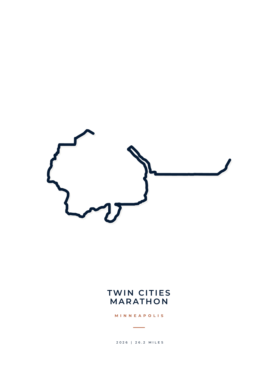 Twin Cities Marathon route map poster preview in the Minimal artwork style
