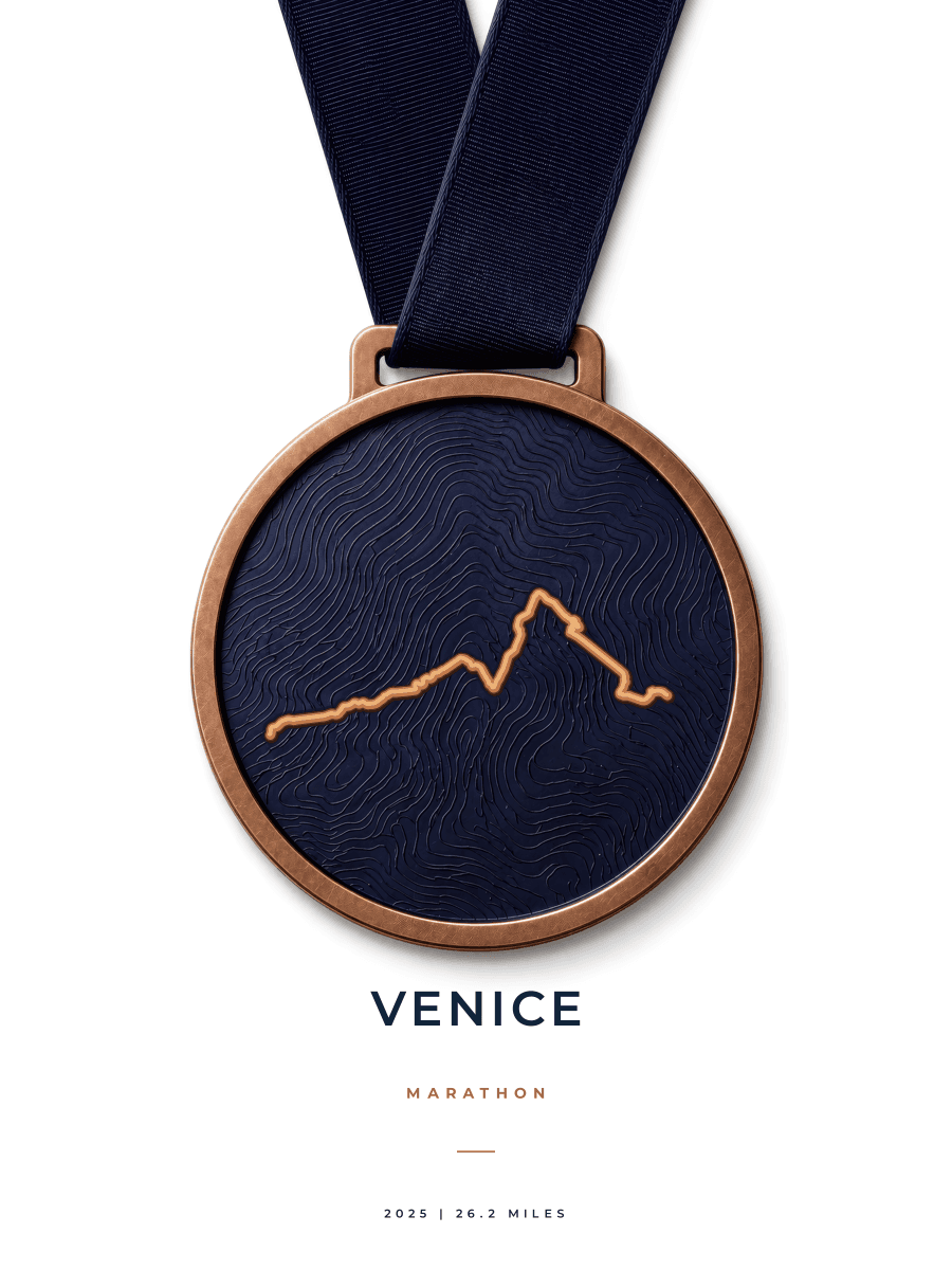 Venice Marathon route poster preview in the Medal artwork style