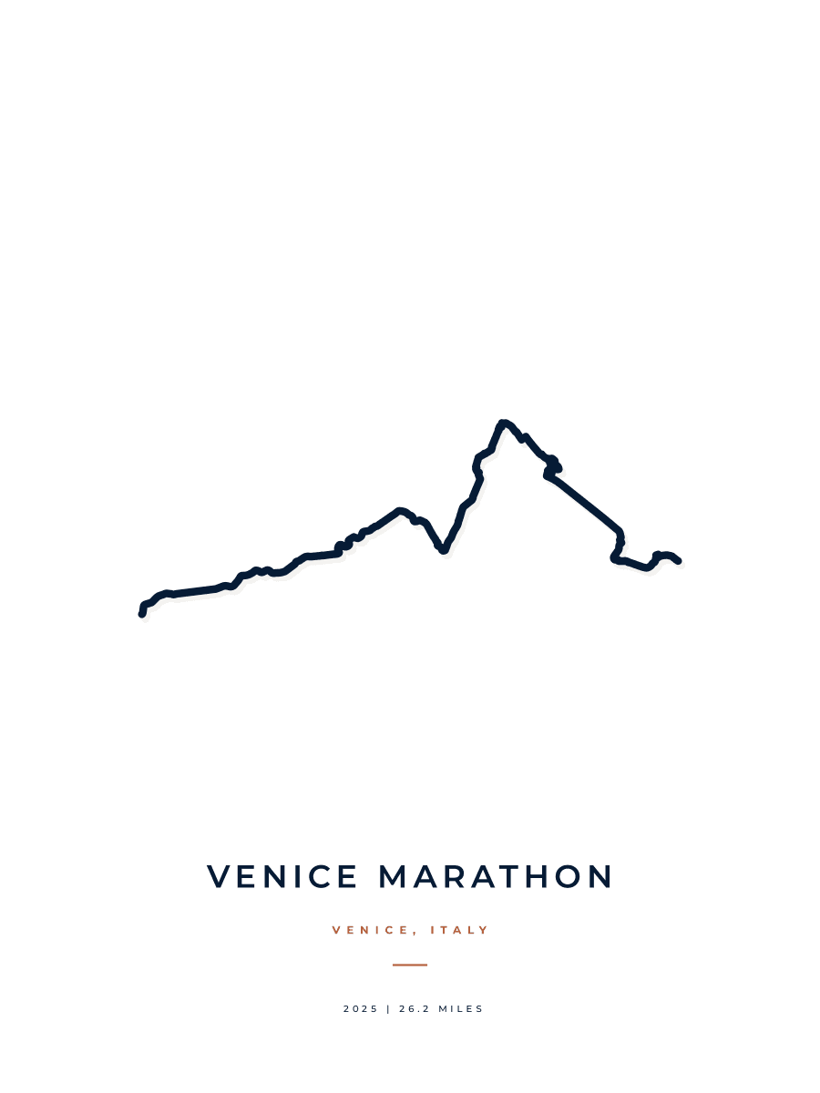 Venice Marathon route poster preview in the Minimal artwork style