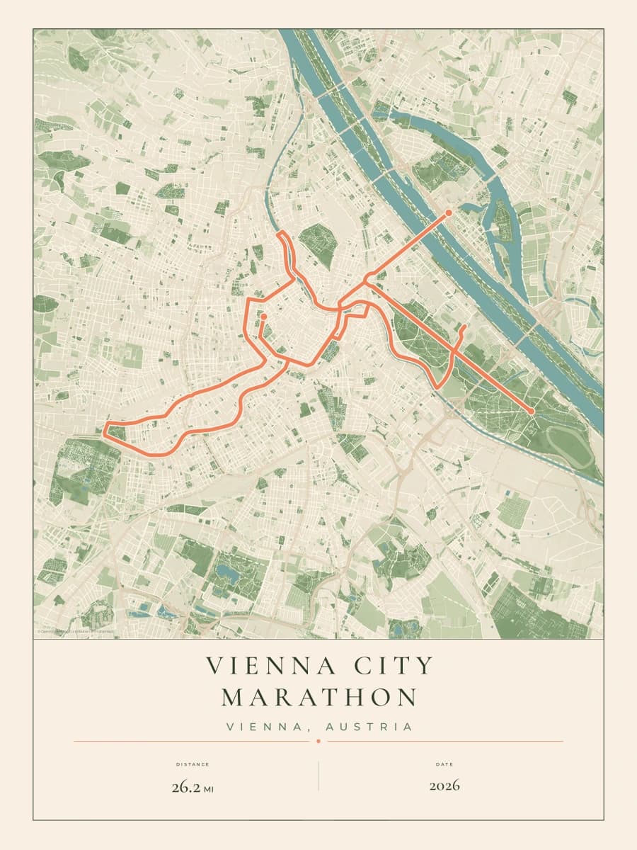 Vienna City Marathon route poster preview in the Parkland artwork style