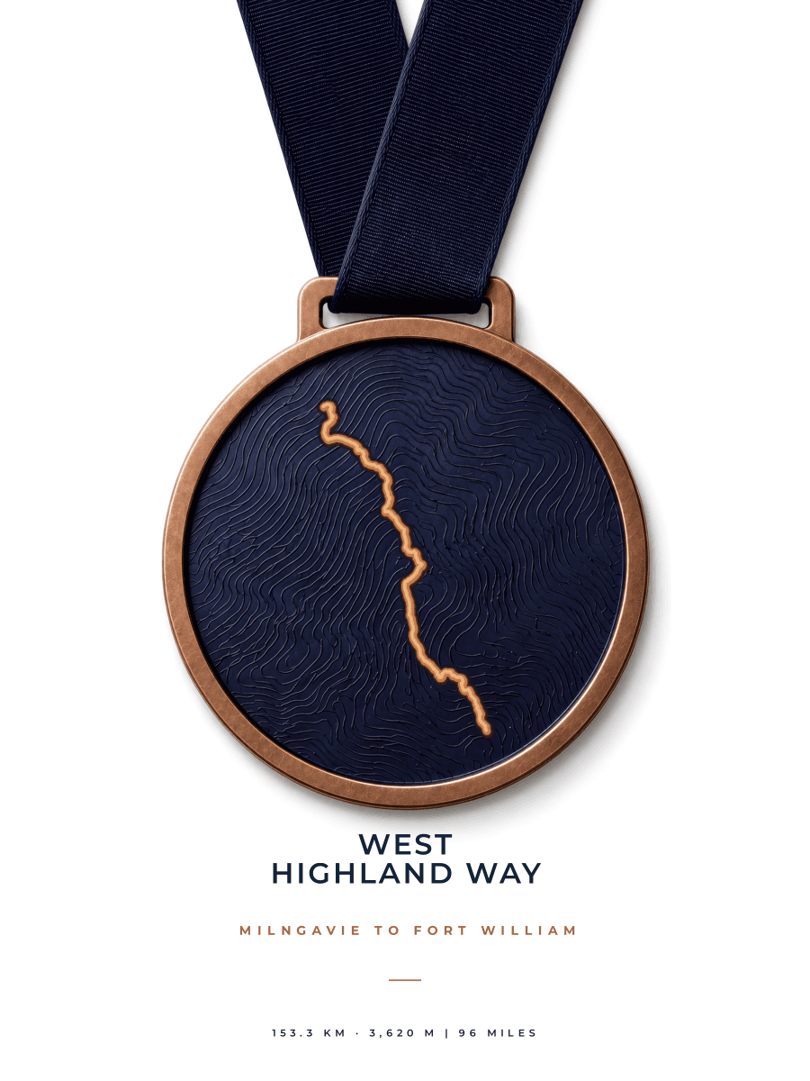 West Highland Way route map poster preview in the Medal artwork style