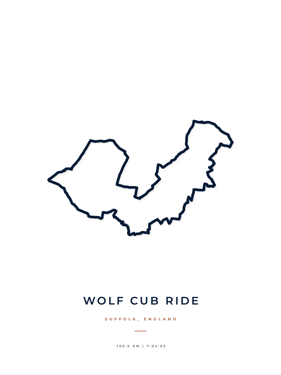 Route Into Art poster render for the Wolf Cub cycling route in the Minimal artwork style
