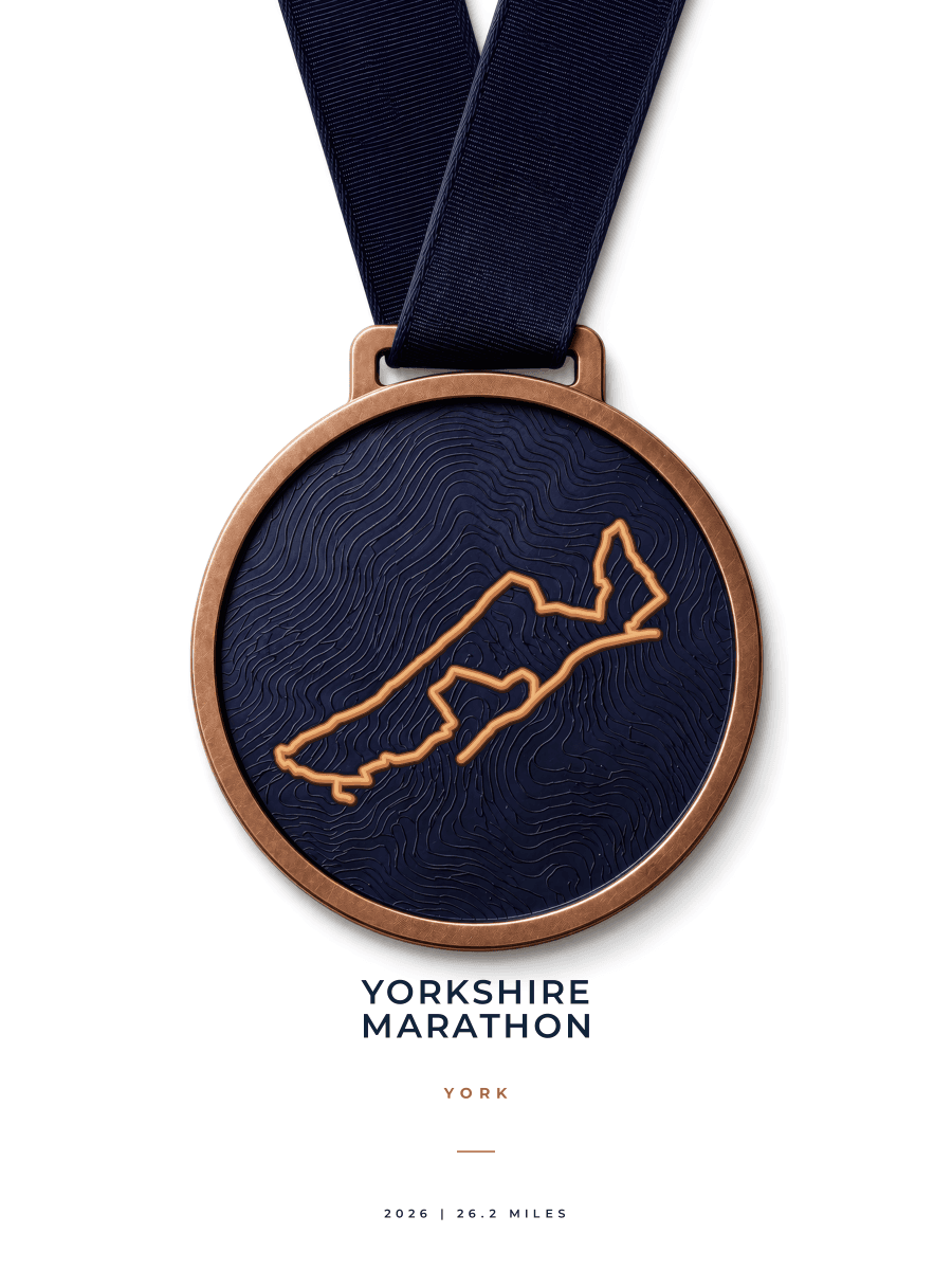 Yorkshire Marathon route map poster preview in the Medal artwork style